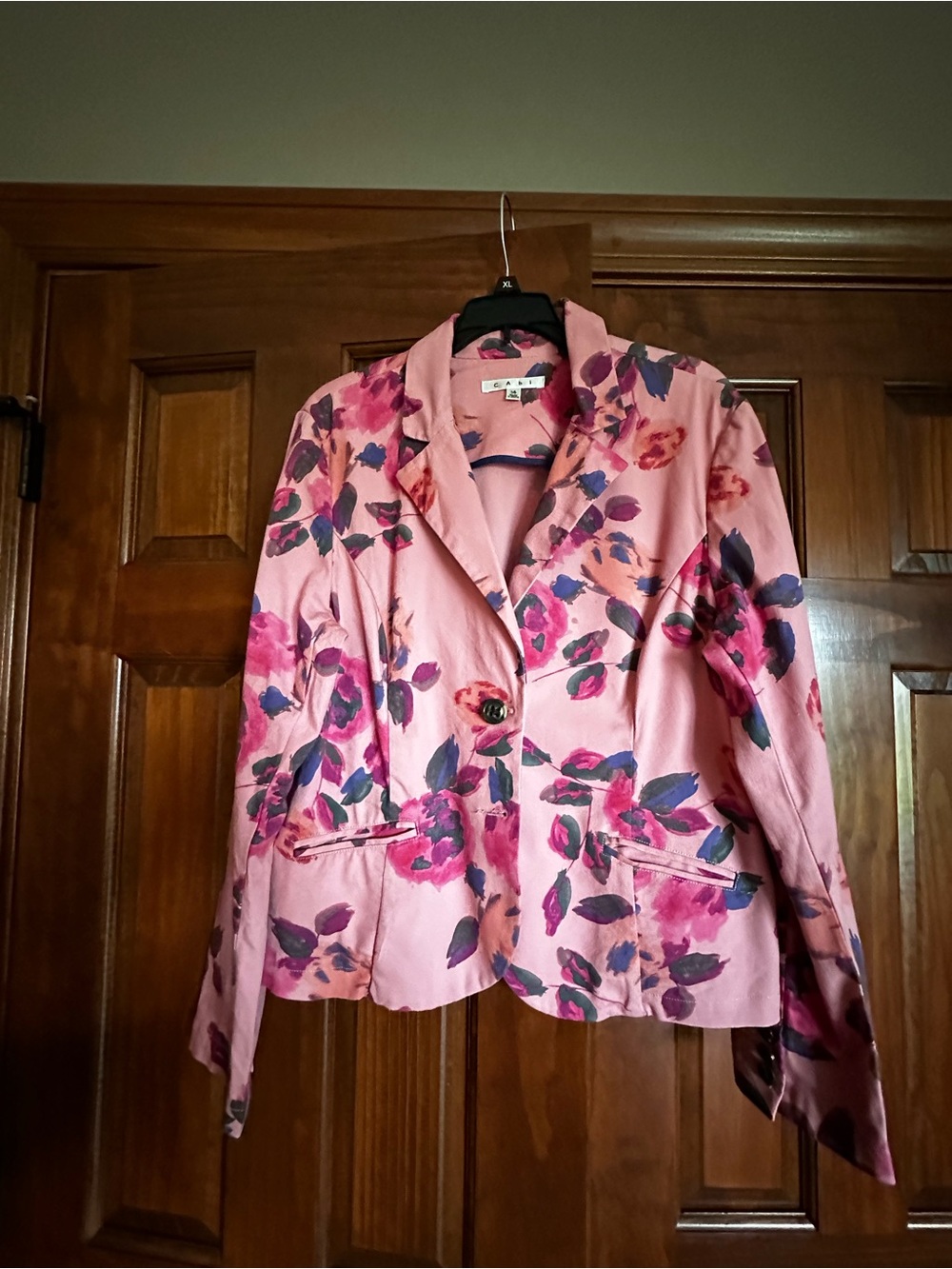 CAbi Pink Floral Single-Button Blazer